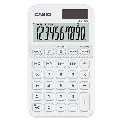 ⁨Casio Kalkulator SL 310 YC WE, biała, kieszonkowy, 10 miejsc, podwójne zasilanie⁩ w sklepie Wasserman.eu