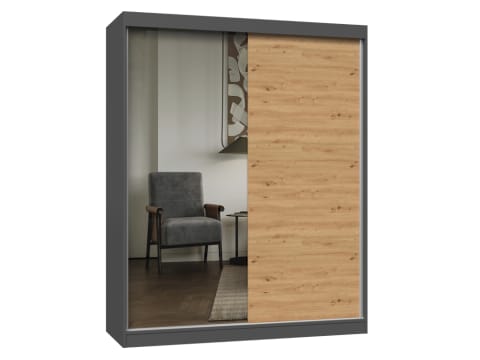 ⁨Szafa IGA 160 A/B ANTRACYT ARTISAN 1 x Lustro Do Sypialni Przedpokoju⁩ w sklepie Wasserman.eu