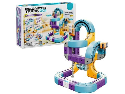 ⁨Tor Magnetyczny Zjazd samochodowy Kolejka Zjeżdżalnia Pociąg Klocki Konstrukcyjne 54 el.⁩ w sklepie Wasserman.eu