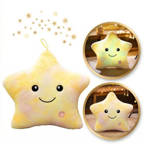 ⁨Poduszka w kształcie Gwiazdki Żółta Ombre LED, piękna welurowa 40x35 cm PDS19⁩ w sklepie Wasserman.eu