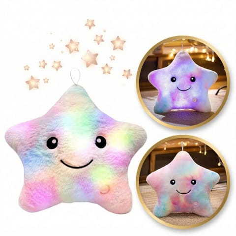 ⁨Poduszka w kształcie Gwiazdki Róż Ombre LED, piękna welurowa 40x35 cm PDS20⁩ w sklepie Wasserman.eu