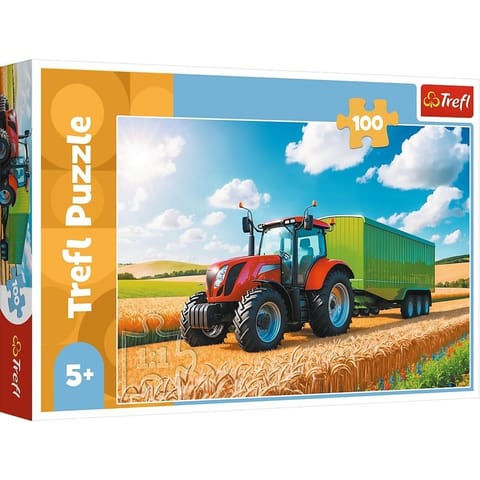 ⁨Puzzle 100 Traktor z przyczepą TREFL⁩ w sklepie Wasserman.eu