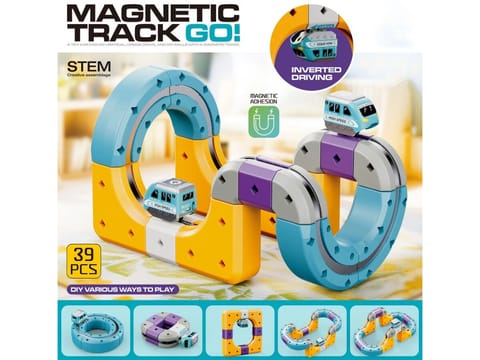 ⁨Tor Magnetyczny Zjazd samochodowy Kolejka Zjeżdżalnia Pociąg Klocki Konstrukcyjne 39 el.⁩ w sklepie Wasserman.eu