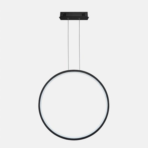 ⁨Lampa wisząca Ledowe Okręgi No.1 X 120cm 3k czarny (Barwa światła delikatnie ciepła, Kierunek padania światła do wewnątrz, Kolor Czarny, Możliwość ściemniania nie)⁩ w sklepie Wasserman.eu