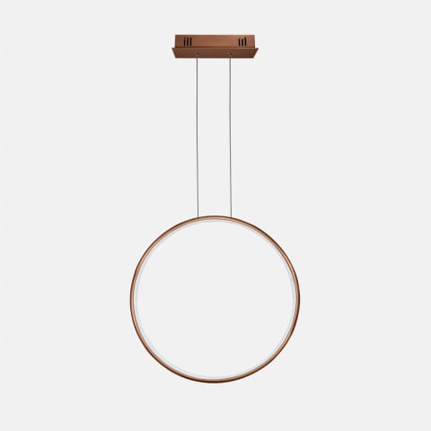 ⁨Lampa wisząca Ledowe Okręgi No.1 X 60cm 4k miedziana Dali (Barwa światła dzienna, Kolor miedziany, Możliwość ściemniania tak)⁩ w sklepie Wasserman.eu