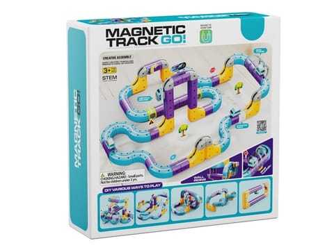 ⁨Tor Magnetyczny Zjazd samochodowy Kolejka Zjeżdżalnia Pociąg Klocki Konstrukcyjne 114 el.⁩ w sklepie Wasserman.eu