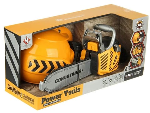 ⁨Piła Łańcuchowa Motorowa Zestaw Dla Małego Drwala Kask z oświetleniem⁩ w sklepie Wasserman.eu