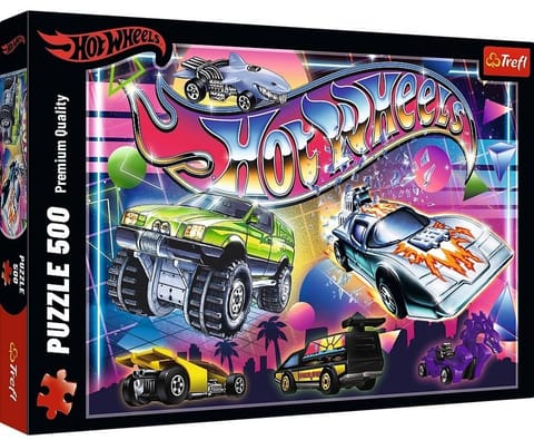 ⁨Puzzle 500 Hot Wheels: Lata 80-te TREFL⁩ w sklepie Wasserman.eu