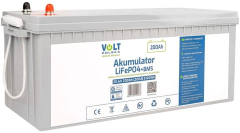 ⁨AKUMULATOR VOLT POLSKA LITOWO-ŻELAZOWO-FOSFORANOWY LiFePO4 25,6V 200Ah 200A + BMS⁩ w sklepie Wasserman.eu