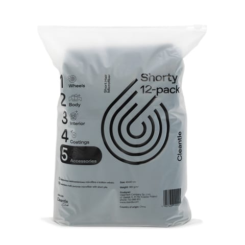 ⁨Cleantle Mikrofibra Shorty 12-pack 350gsm 40x40cm - zestaw mikrofibr z krótkim włosiem⁩ w sklepie Wasserman.eu