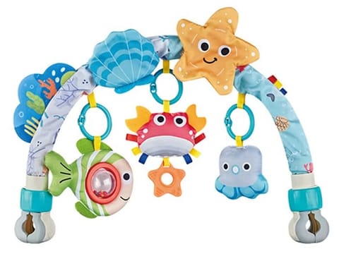 ⁨Pałąk Łuk Sensoryczny Z Zabawkami Grzechotki Do Łóżeczka Wózka Fotelika Zwierzęta Morskie⁩ w sklepie Wasserman.eu