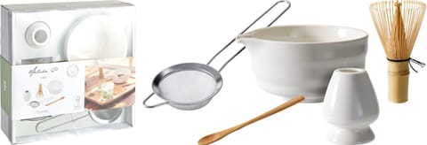 ⁨Klasyczny zestaw do matcha z porcelany i bambusa 13 cm 5 szt.⁩ w sklepie Wasserman.eu