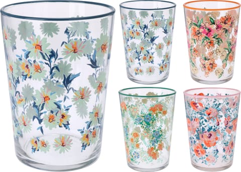 ⁨Szklanka z kwiatowym wzorem ze szkła 8,8x12 cm 510 ml⁩ w sklepie Wasserman.eu