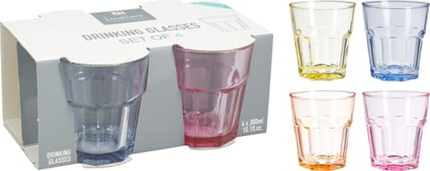 ⁨Szklanki kolorowe do napojów ze szkła 300 ml 4 szt. 4 kolory do wyboru⁩ w sklepie Wasserman.eu