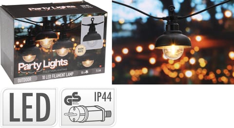⁨GIRLANDA OGRODOWA 10 ŻARÓWEK LED Z CZARNYM KLOSZEM 7,5CM PARTY LIGHTS⁩ w sklepie Wasserman.eu