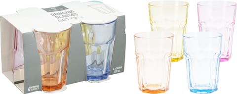 ⁨KOMPLET 4 SZKLANEK KOLOROWYCH 360ML do napojów szklane⁩ w sklepie Wasserman.eu