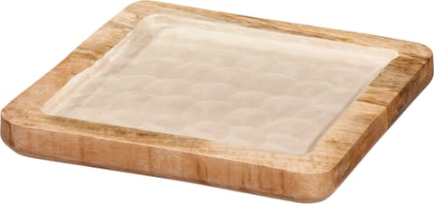 ⁨Taca kwadratowa do serwowania z drewna mango 20x20x2 cm⁩ w sklepie Wasserman.eu