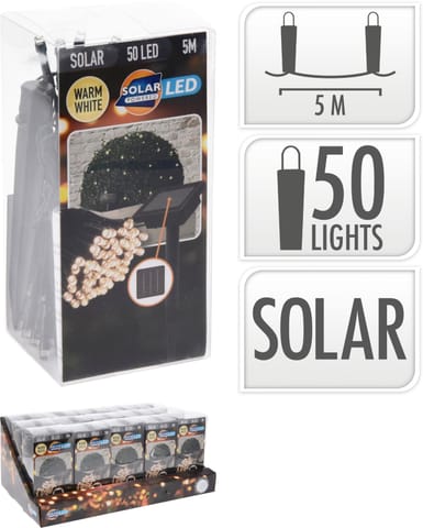 ⁨Łańcuch świetlny solarny 50 LED ciepła biel 2 m⁩ w sklepie Wasserman.eu