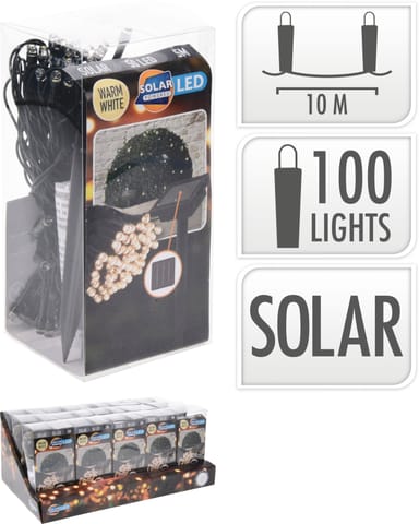 ⁨Łańcuch świetlny solarny 100 LED ciepłabiel 2 m⁩ w sklepie Wasserman.eu