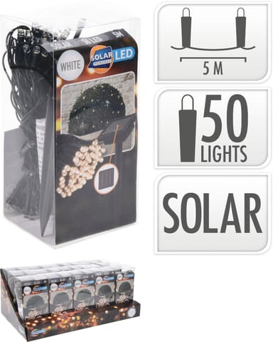 ⁨Łańcuch świetlny solarny 50 LED zimna biel 2 m⁩ w sklepie Wasserman.eu
