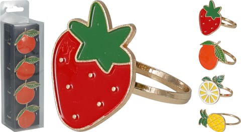 ⁨Kółka do serwetek z cynku 4 szt. motyw owocowy⁩ w sklepie Wasserman.eu