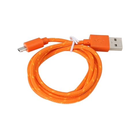 ⁨FABRIC BRAIDED MICRO USB TO USB CABLE 1M ORANGE [42318]⁩ at Wasserman.eu