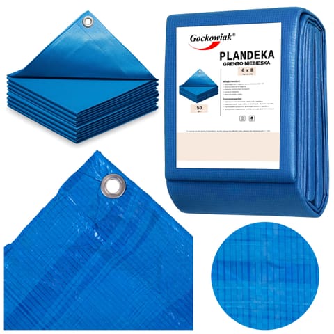⁨Plandeka 6x8m niebieska GRENTO 50GSM⁩ w sklepie Wasserman.eu