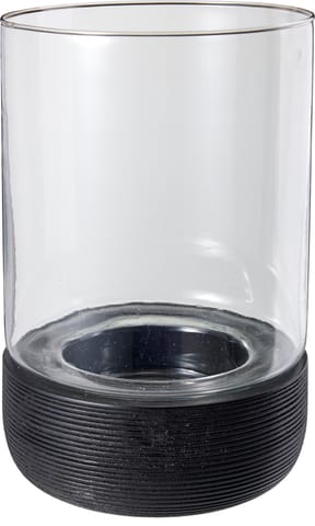 ⁨Świecznik szklany z dnem z drewna mango8x18x28 cm brązowy⁩ w sklepie Wasserman.eu