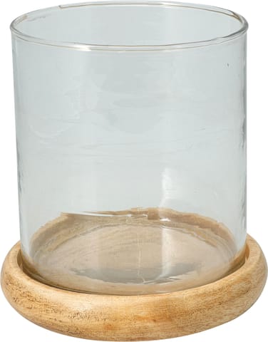 ⁨Świecznik z drewna mango i szkła 15x16cm⁩ w sklepie Wasserman.eu