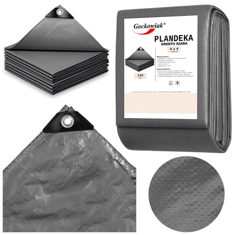 ⁨Plandeka 6x4m szara GRENTO 120 GSM⁩ w sklepie Wasserman.eu