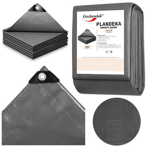 ⁨Plandeka 2x3m szara GRENTO 260GSM⁩ w sklepie Wasserman.eu