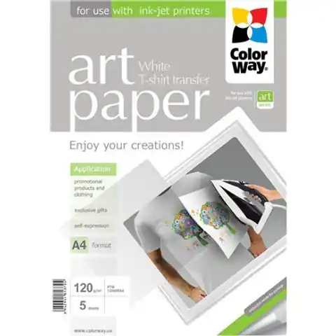 ⁨ColorWay ART Photo Paper T-shirt transfer (white), 5 sheets, A4, 120 g/m²⁩ w sklepie Wasserman.eu