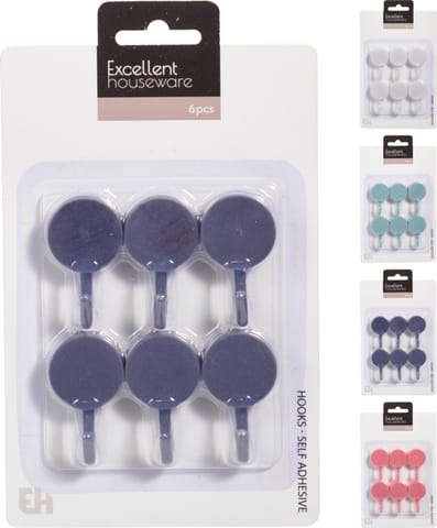 ⁨Haczyki samoprzylepne 6sztuk 3x2x5cm 4 kolory⁩ w sklepie Wasserman.eu