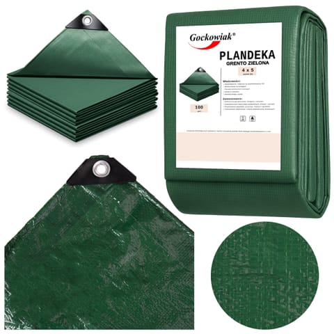 ⁨Plandeka 4x5m zielona GRENTO 100GSM⁩ w sklepie Wasserman.eu