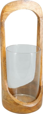 ⁨Świecznik z drewna mango i szkła 16x37cm⁩ w sklepie Wasserman.eu