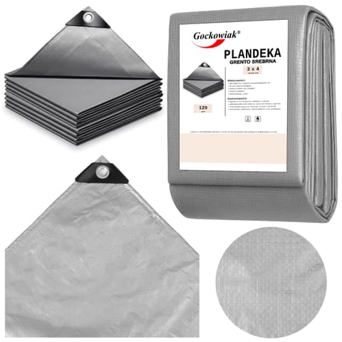 ⁨Plandeka 3x4m srebrna GRENTO 120GSM⁩ w sklepie Wasserman.eu