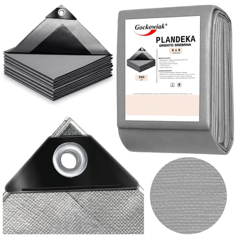 ⁨Plandeka 6x8m srebrna GRENTO 260GSM⁩ w sklepie Wasserman.eu