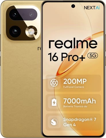 ⁨Smartphone REALME 16 Pro+ 5G 12/512GB Złoty 512 GB Złoty TKORALSZA0173⁩ w sklepie Wasserman.eu