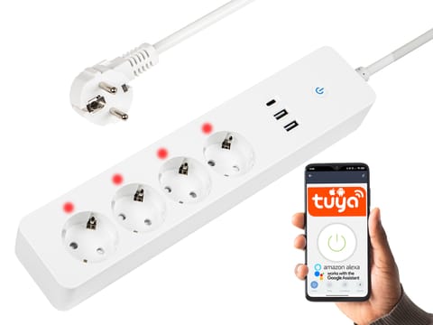 ⁨Inteligentna listwa zasilająca BIAŁA 3m 2xUSB+USB-C WiFi TUYA⁩ w sklepie Wasserman.eu