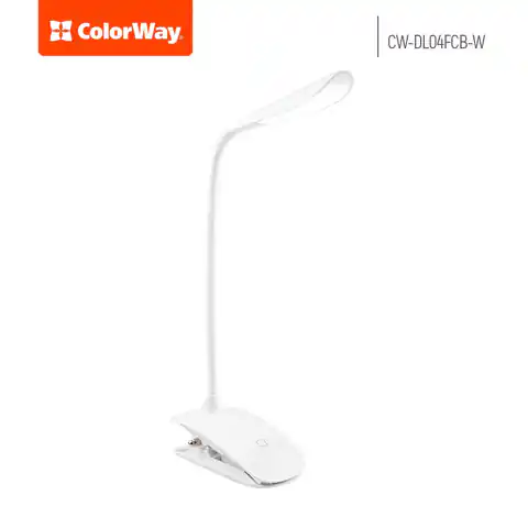 ⁨ColorWay LED Table Lamp Flexible & Clip with built-in battery White, Table lamp, 3 h, 5 V, 0.5 Ah⁩ at Wasserman.eu