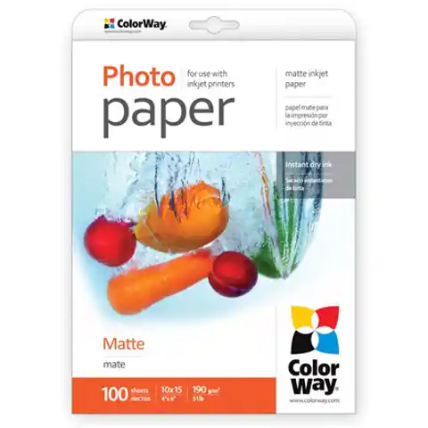 ⁨ColorWay Matte Photo Paper, 100 sheets, 10x15, 190 g/m²⁩ w sklepie Wasserman.eu