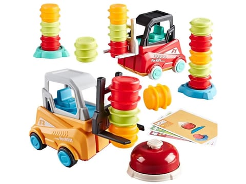 ⁨Wózek widłowy Gra zręcznościowa na refleks ZBUDUJ WIEŻĘ Układanka Ułóż beczki widlakiem Widlak⁩ w sklepie Wasserman.eu