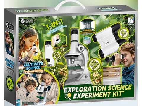 ⁨Edukacyjny Mikroskop Stacjonarny Kieszonkowy Lupa Lornetka 3w1 Zabawka Naukowa Przybliżenie Do 1200x⁩ w sklepie Wasserman.eu