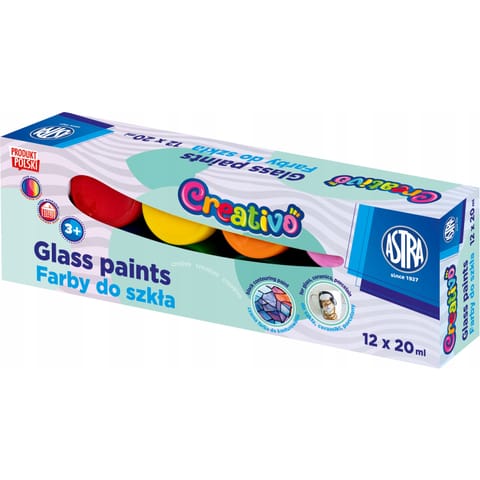⁨Farby do szkła 12kol. x 20ml 301124007 ASTRA⁩ w sklepie Wasserman.eu