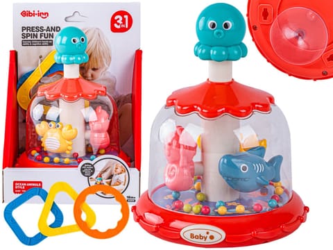 ⁨Bączek Kolorowa Karuzela Z Kulkami Ośmiornica Zwierzęta Morskie + Obręcze⁩ w sklepie Wasserman.eu