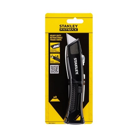 ⁨NÓŻ HEAVY DUTY OSTRZE TRAPEZ CHOWANE METALOWY CZARNY⁩ w sklepie Wasserman.eu