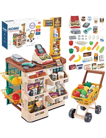 ⁨WOOPIE Sklep Supermarket z Wózkiem Waga Kasa Skaner + 48 Akc.⁩ w sklepie Wasserman.eu