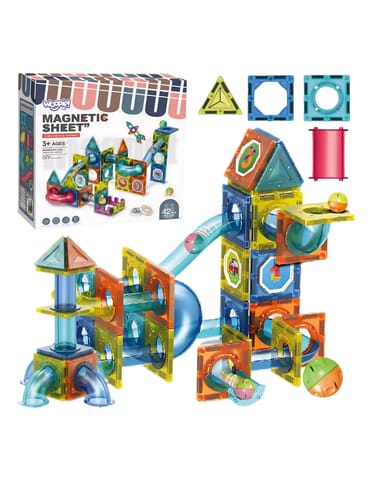 ⁨WOOPIE Klocki Magnetyczne Konstrukcyjne 3D Zestaw Edukacyjny Tor Kulkowy 42 el.⁩ w sklepie Wasserman.eu