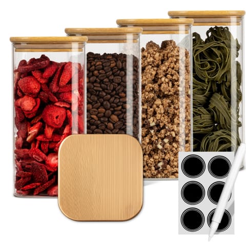 ⁨Szklane pojemniki do przechowywania żywności kwadratowe 4x Classbach C-VD 4027⁩ w sklepie Wasserman.eu