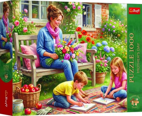 ⁨Puzzle 1000 Mother's Day: Rodzina w ogrodzie TREFL⁩ w sklepie Wasserman.eu